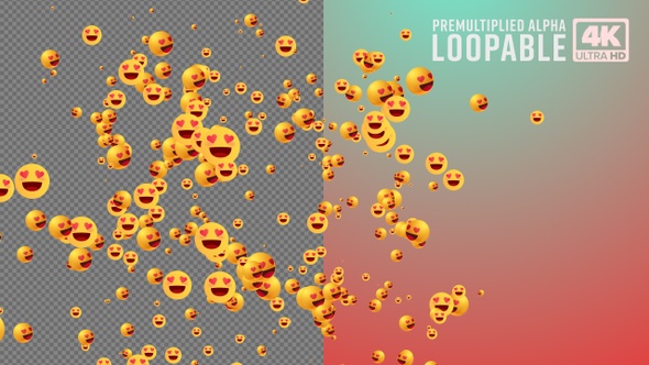 3D Laughing And Heart Face Emoji Transition Alpha Channel