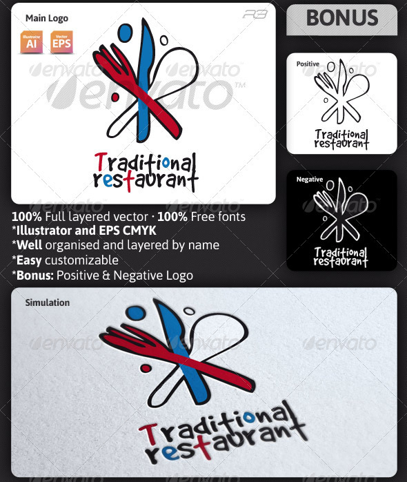 Traditional Restaurant Logo Template