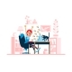 Woman at the Laptop with Lots of Likes in Social - GraphicRiver Item for Sale