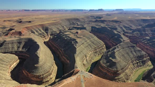 The Winding San Juan River, Goosenecks State Park, USA - aerial drone shot