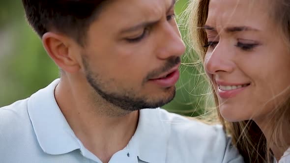 Romantic Date. Man Singing For Woman Closeup