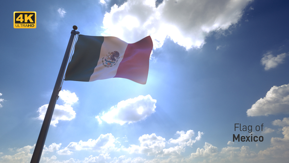 Mexico Flag / Mexican Flag on a Flagpole V4 - 4K