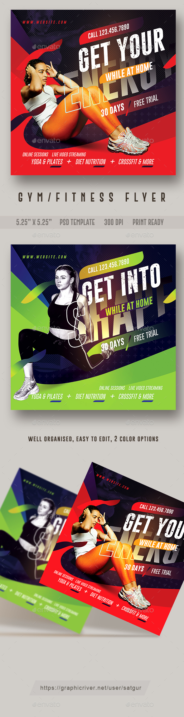 Gym Flyer / Fitness Flyer Template for online classes
