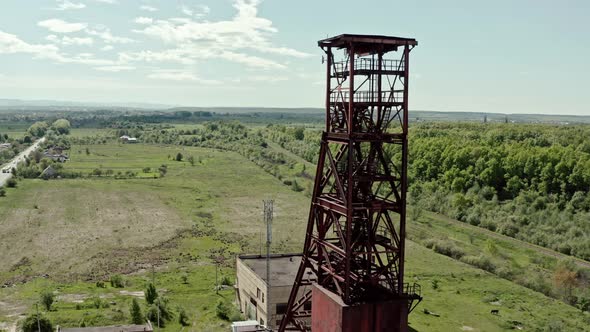 Aerial Wiev: Old Abandoned Salt Mine Against the Background Forest. V2
