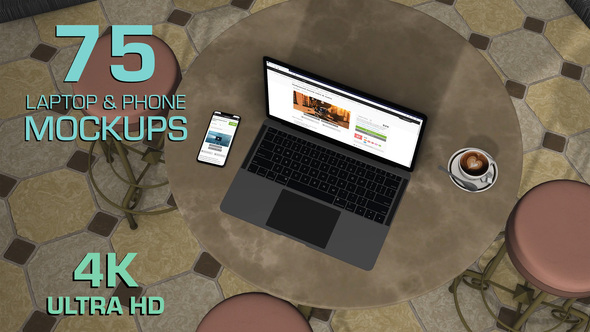 Biggest laptop and smartphone mockups pack (Coffee corner version)