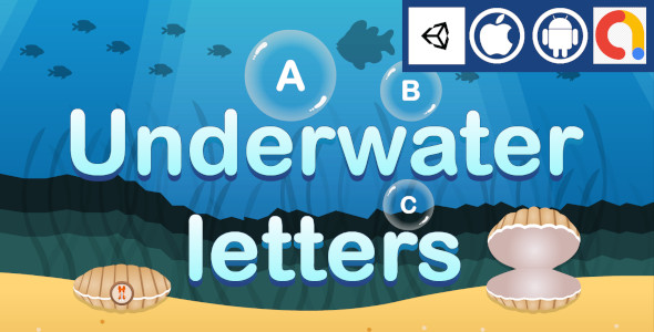 Edukida - Underwater Letters Unity Kids Educational Game With Admob Ad For Android And Ios