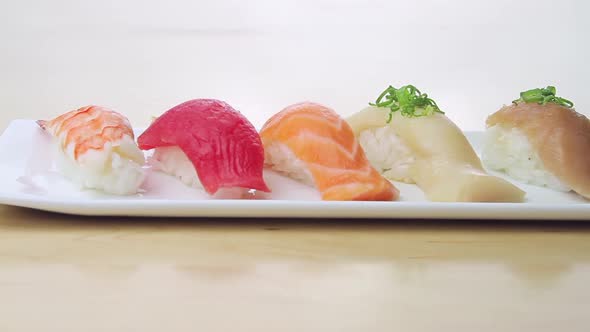 Close-Up Of A Plate Of Sushi