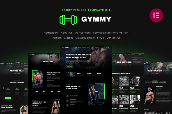 Gymmy - Fitness & Gym Elementor Template Kit