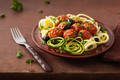keto paleo zoodles zucchini noodles with meatballs and olives - PhotoDune Item for Sale