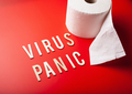 virus panic word text wooden letter toilet paper on red background coronavirus covid-19 - PhotoDune Item for Sale