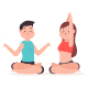 Yoga Couple Doing Exercises In Different Poses Vector Cartoon Character. - GraphicRiver Item for Sale