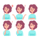 Girl Vector Cartoon Character Set With Emotions. - GraphicRiver Item for Sale