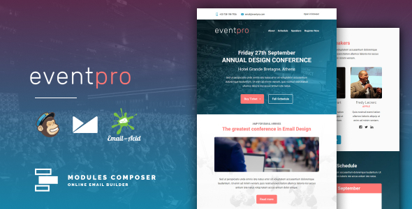 EventPro - Responsive Email for Events & Conferences with Online Builder