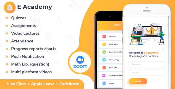 E-Academy - Online Classes / Institute / Tuition And Course Management (Android App + Admin Panel)