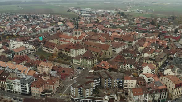 Top view of old town in Switzerland