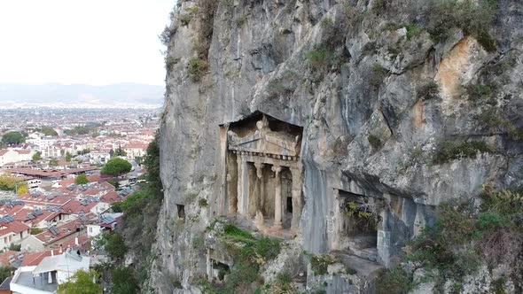 Famous Lycian Tombs of ancient in Fethiye, Turkey. Similar to Petra in Jordan.