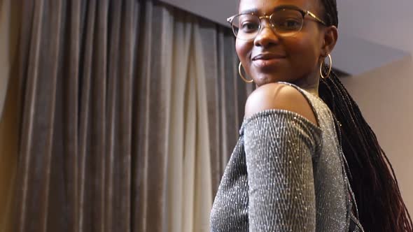 Portrait of Beautiful African Girl in Glasses.