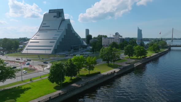 Aerial View of the New Modern Building of the National Library