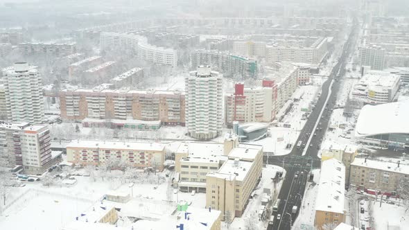 Snowcovered City Center of Minsk From a Height