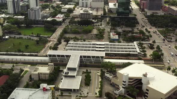 Aerial Footage Fort Lauderdale Train Station Platform Brightline Virgin