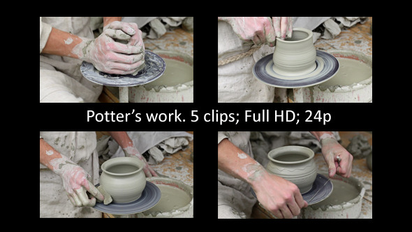 Potter Makes A Clay Pot