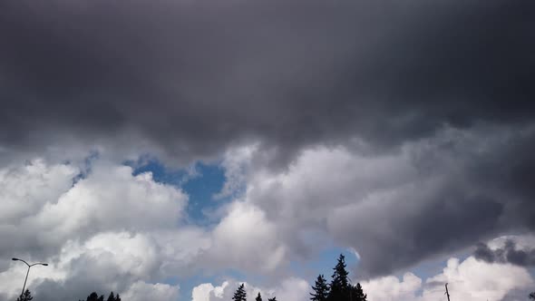 Moving time lapse, hyperlapse of rolling storm cloudsing left to right,  Cumulonimbus