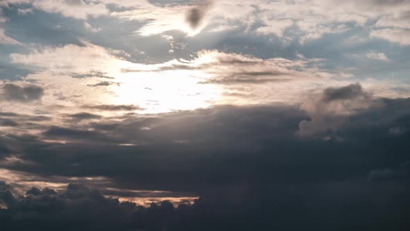 Amazing Sunset Through the Layers Clouds in the Orange Sky Majestic Timelapse