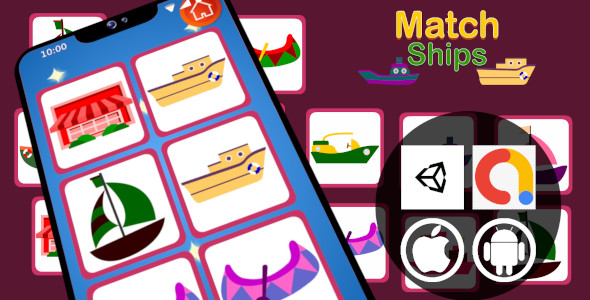Edukida - Match Ships Unity Educational Kids Game With Admob Ad For Android And Ios