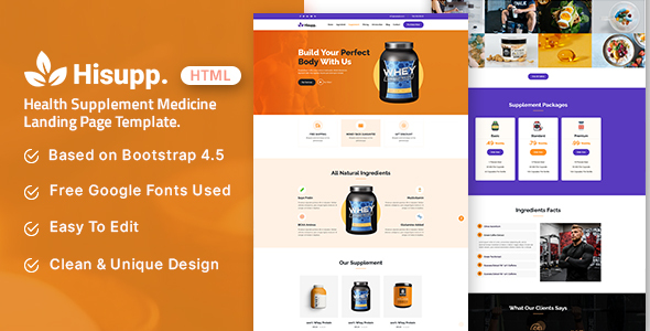 Hisupp - Health Supplement Medicine Landing Page Template
