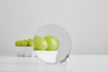 rganic superfood in ceramic bowl concept for healthy eating and nutrition isolated on white table, magnigied through binocular magnifier to see details
