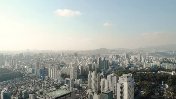 Aerial Footage of Korea City, Seoul Cityscape, Skyline , Gangnam.