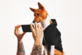 Basenji dog in hoodie with smartphone - PhotoDune Item for Sale