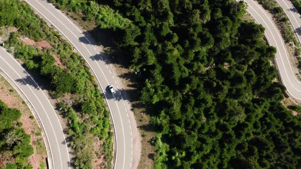 Car on Curvy Mountain Road