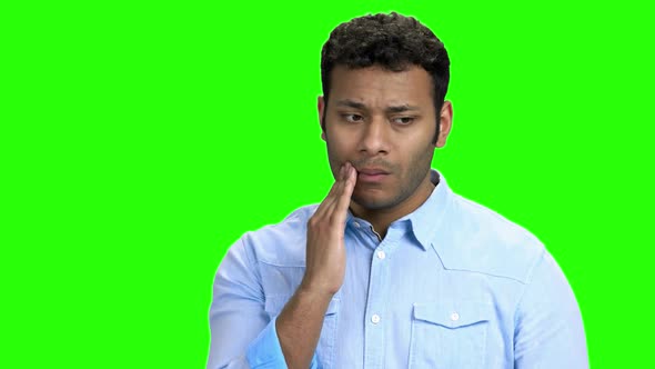 Indian Guy Having Toothache on Green Screen