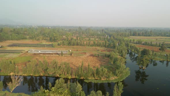 Lateral view of Xochimilco conservation zone in Mexico city