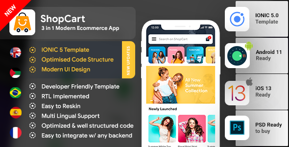 eCommerce Android App Template + eCommerce iOS App Template|3 Apps| IONIC 5 | ShopCart