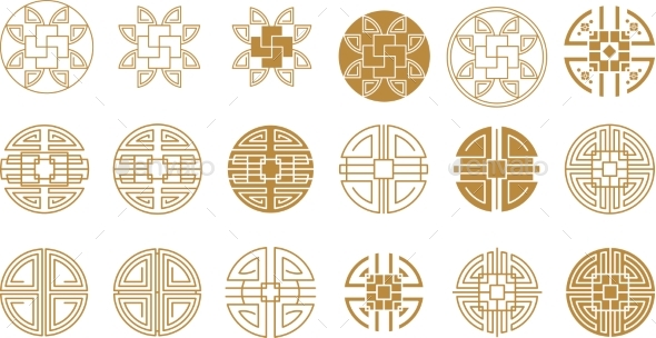 Chinese Round Frame and Outline Elements