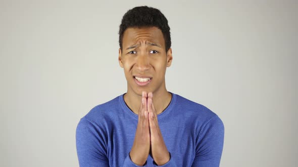 Requesting African Man Asking for Help White Background