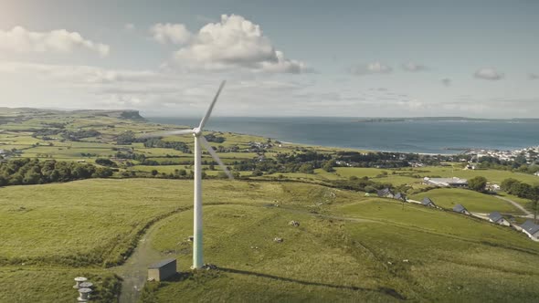 Green Farmland Wind Turbine Aerial