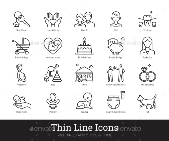 Family Parenting Childhood Vector Linear Icons