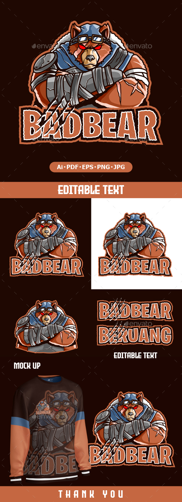 Bear cartoon Mascot logo
