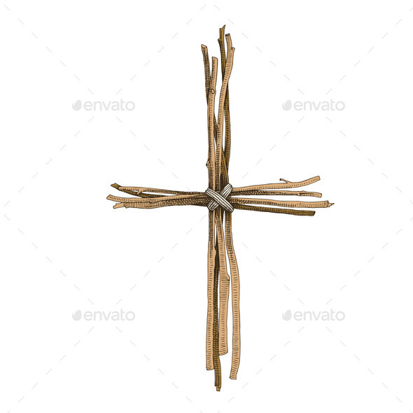 Hand Drawn Christian Cross Religious Sign