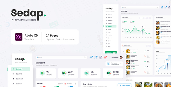 Sedap - Modern Restaurant Admin Dashboard XD Template