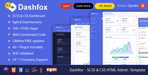 Dashfox - Dashboard HTML Template