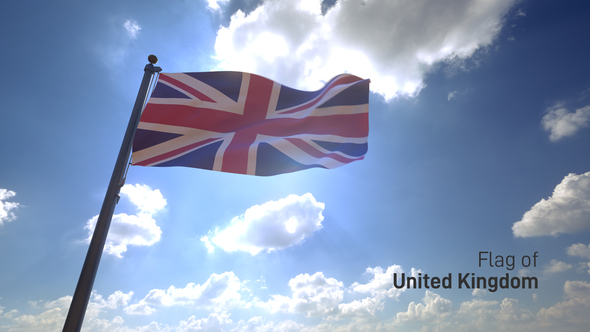 UK Flag on a Flagpole V4