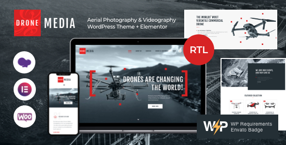 Drone Media | Aerial Photography & Videography WordPress Theme + Elementor / Themeforest