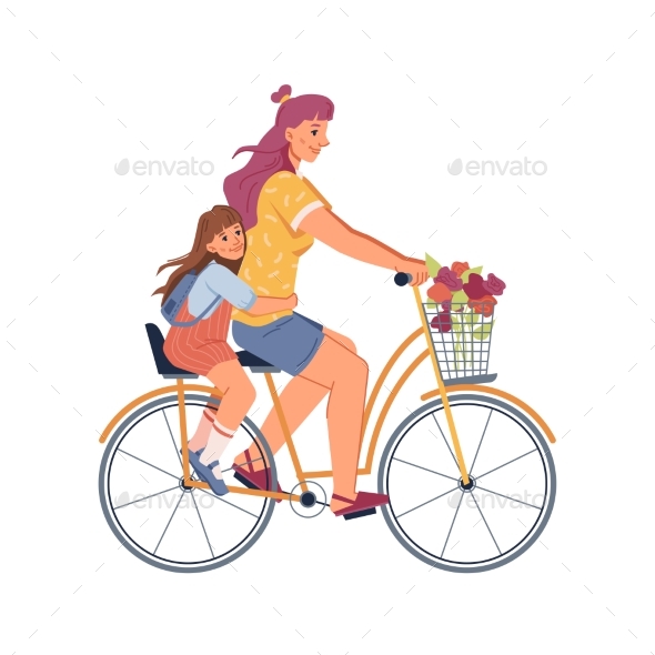 Riding on Twoseater Bike Isolated