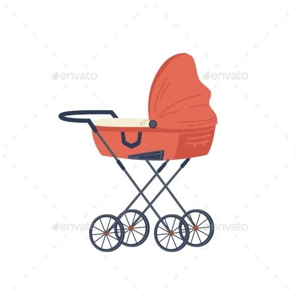 Pram with Newborn Baby Child Cartoon Stroller