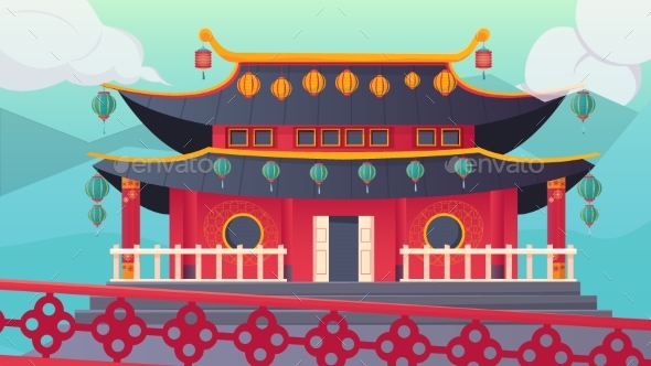 Chinese Temple Illustration