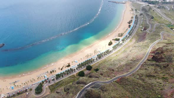 Playa de Las Teresitas - famous tourist beach in Tenerife, Canary Islands, Spain